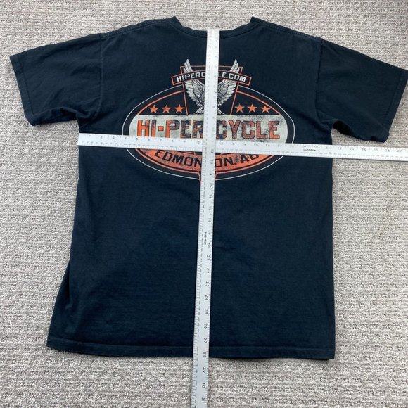 Biker Shirt Men Large L Black Hi-per Cycle Edmonton AB Eagle Skull Motorcycles - Picture 9 of 11
